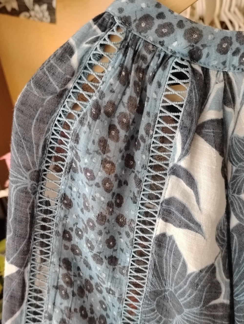 Zac & Rachel Boho Romantic Floral Lace Sheer Coastal Top - Picture 8 of 10
